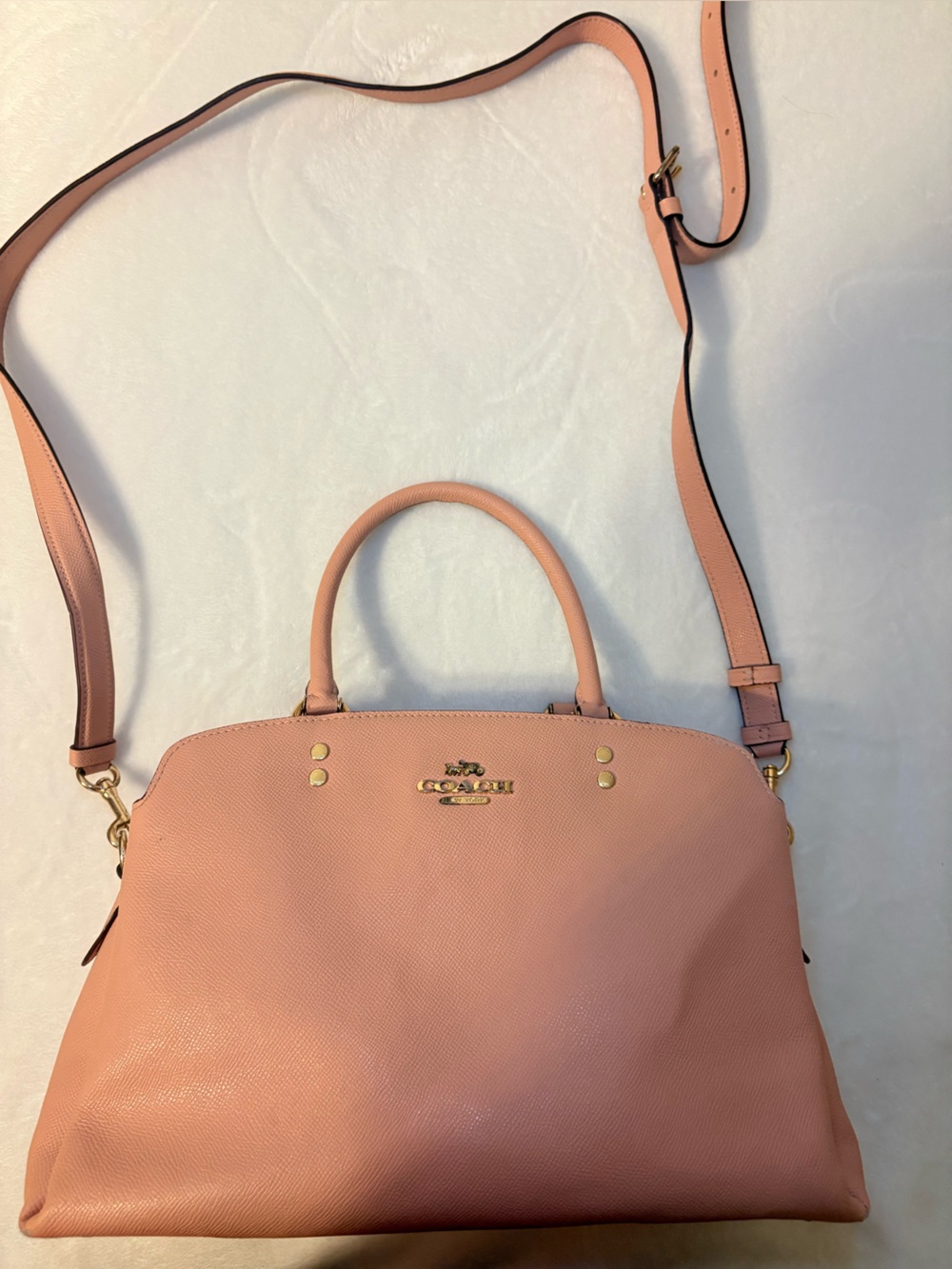 Coach Pebbled Leather Shoulder Satchel in Dusty Rose